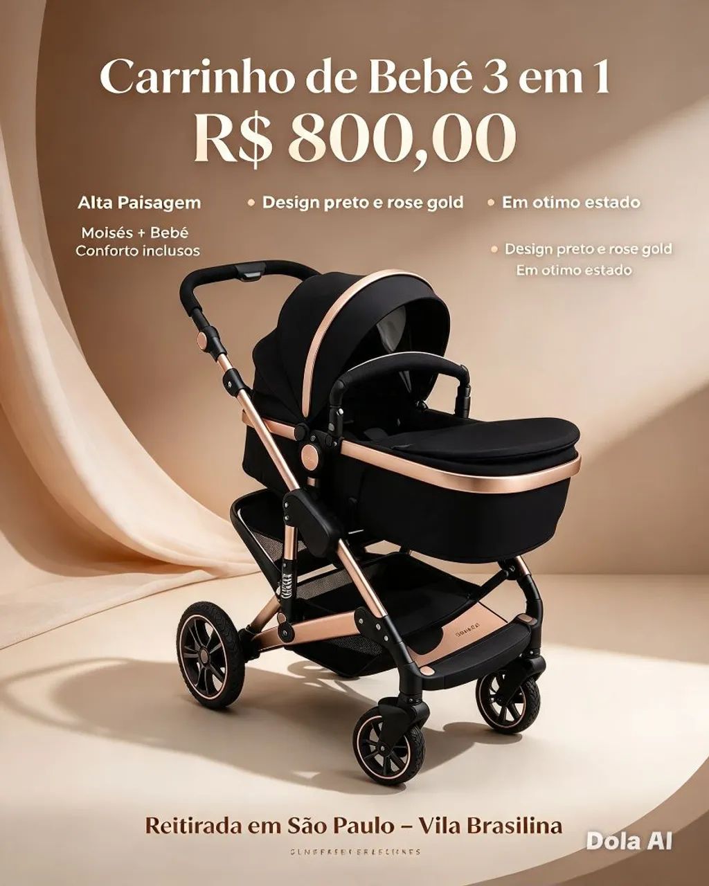 Carrinho de bebê 3 em 1