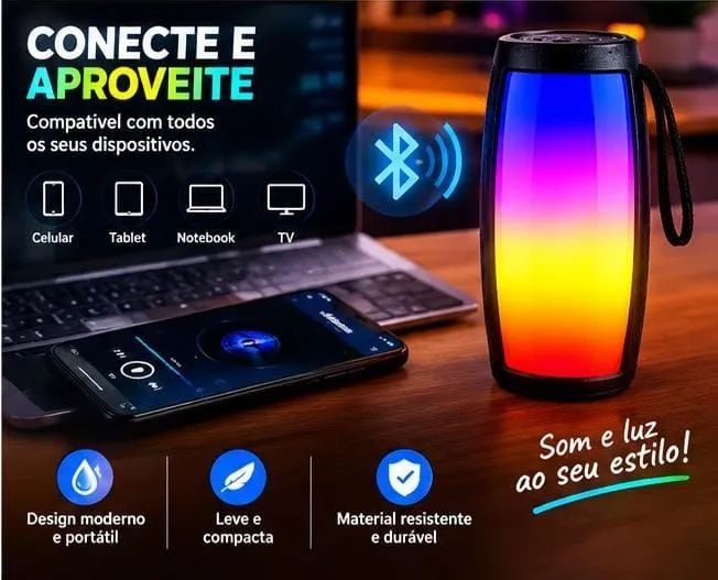 Caixa de som com led interativo - Foto 2