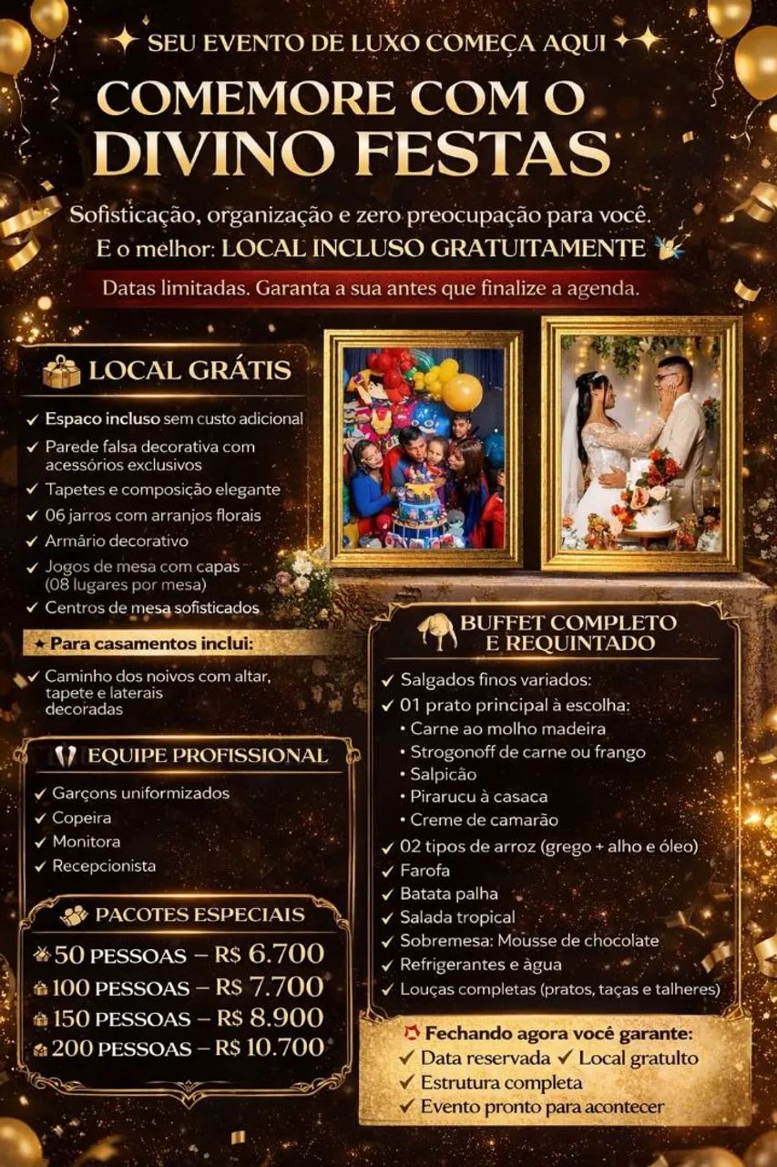 Evento com local grátis promoção 