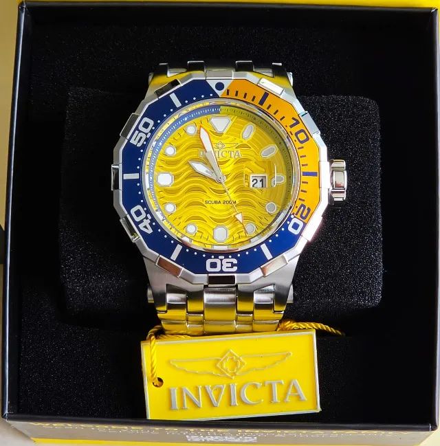 Relógio Invicta Pro Diver Waves Amarelo e Azul - Foto 4