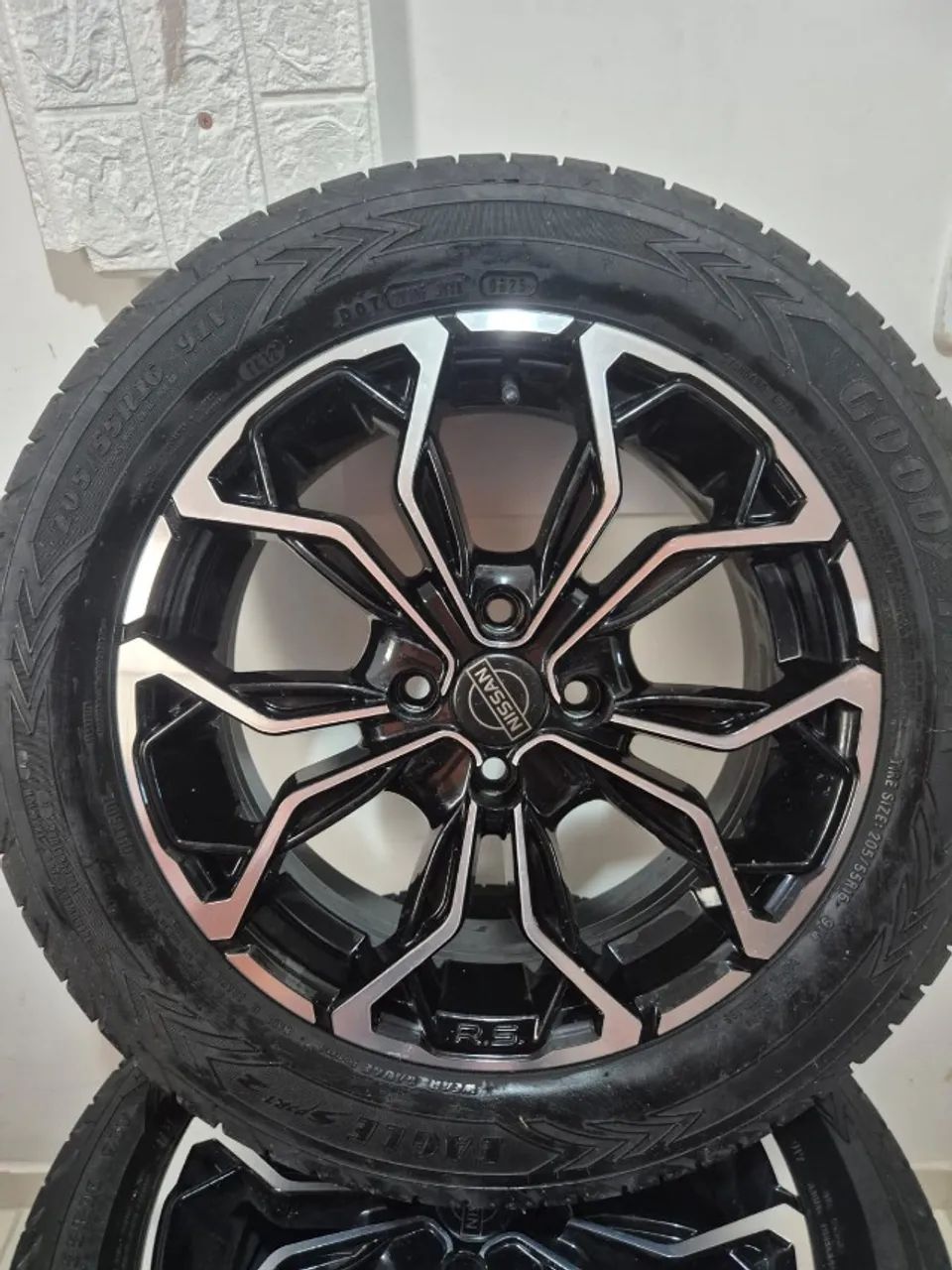 Rodas Nissan Aro 16 Preto Diamantado + Pneus Goodyear Eagle Sport 2 205/55 - Foto 2
