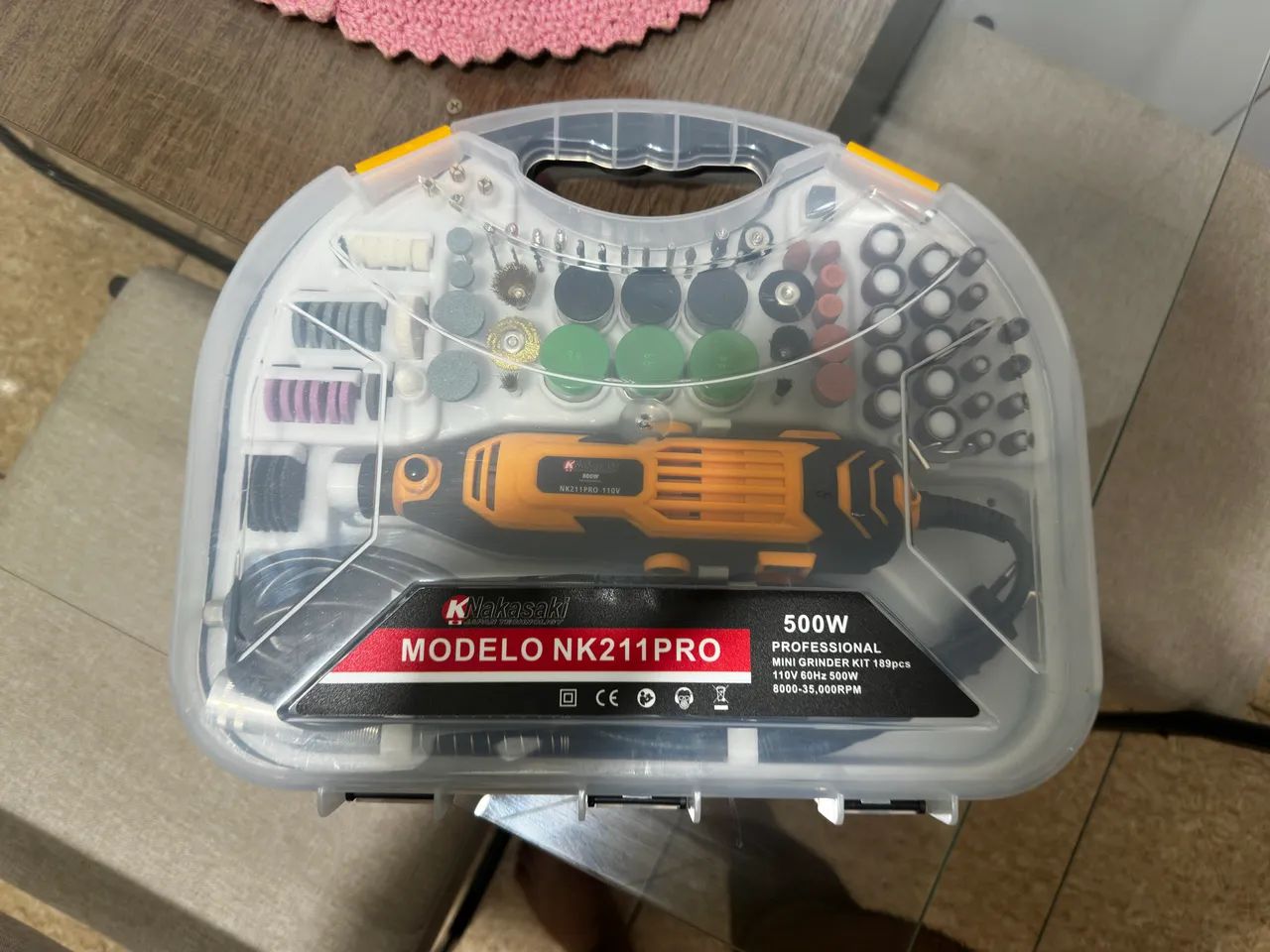 Micro Retífica Nakasaki NK211PRO 500W Kit Completo 189 Peças + Eixo Flexível (110V) - Foto 4