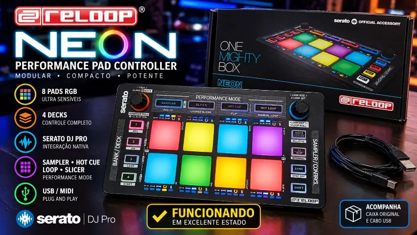 Reloop Neon Performance Pad Controller | Serato DJ Pro | 8 Pads RGB