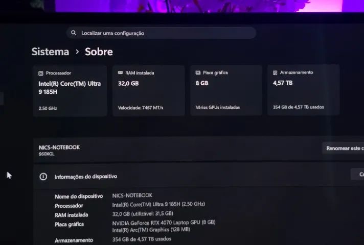 Samsung Galaxy Book 4 Ultra (Intel Core 9 - RTX 4070 - RAM 32GB DDR5 - 4.50TB) - Foto 3