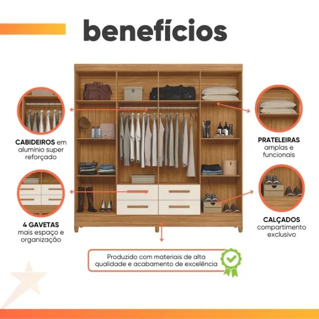 Guarda Roupa Casal 8 Portas Moval Flórida - Foto 3