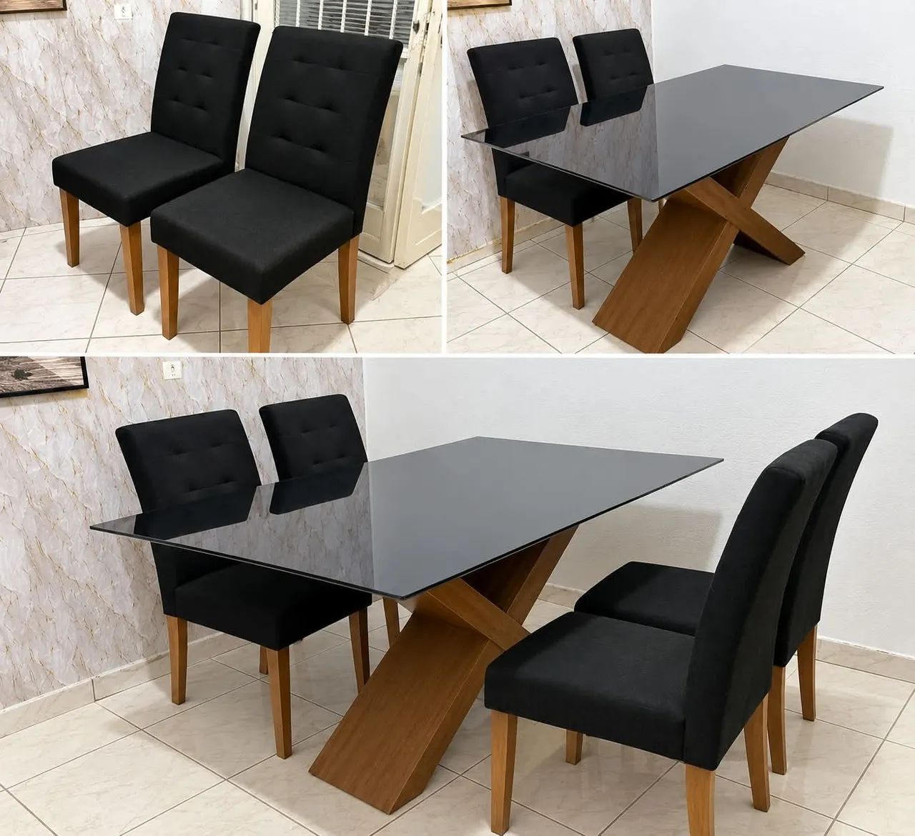 Mesa madeira com 4 cadeiras 