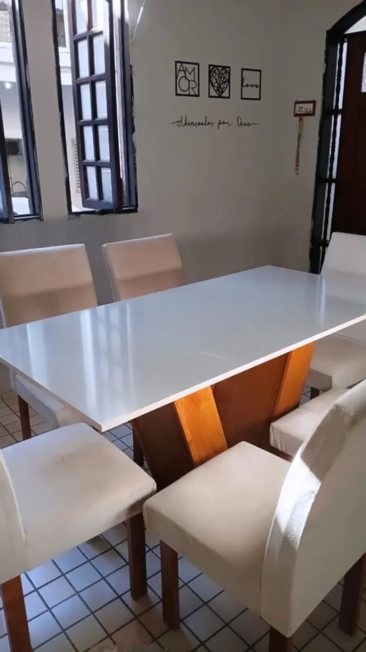 Mesa de jantar 6 cadeiras mdf nova