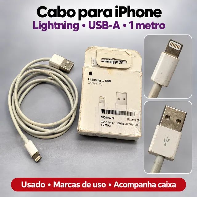 Cabo Original para iPhone USB-A com caixa