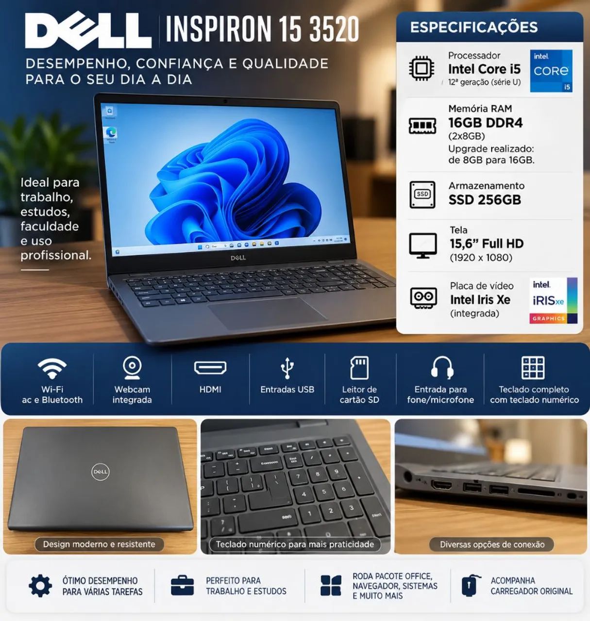 Notebook dell I5 + 16GB RAM + SSD 256