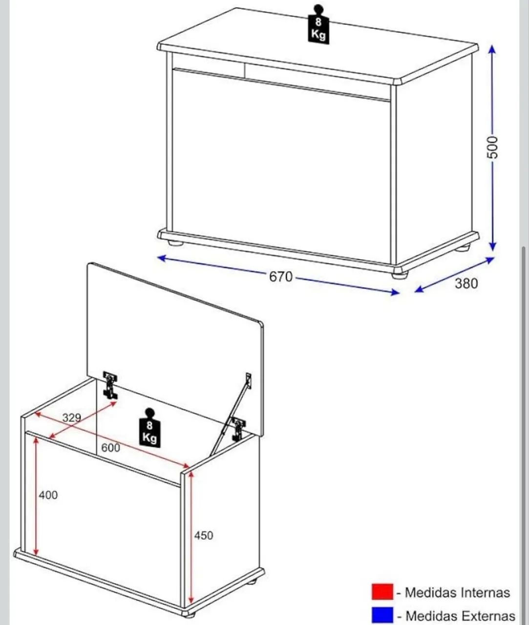 Baú para brinquedos em mdf branco  - Foto 2