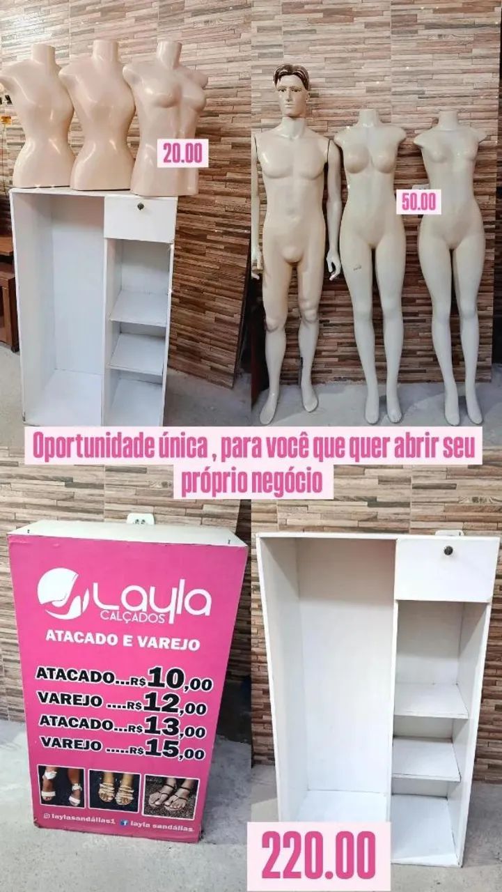 Balcão e manequim para loja