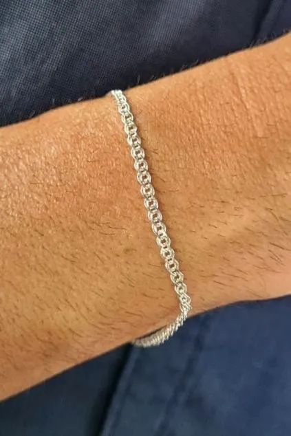 25% OFF! Pulseira Grumet dupla Prata 925