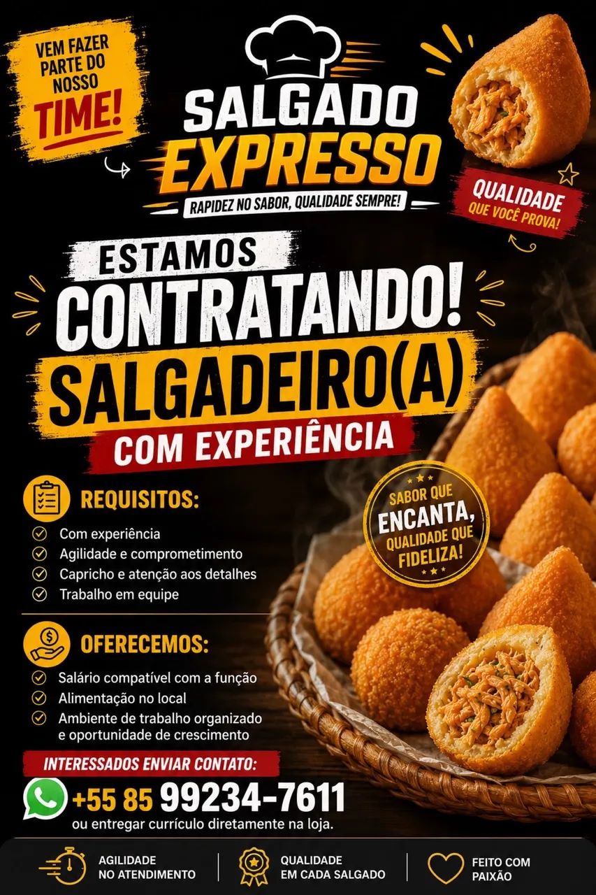  ESTAMOS CONTRATANDO COM URGÊNCIA - SALGADEIRO 