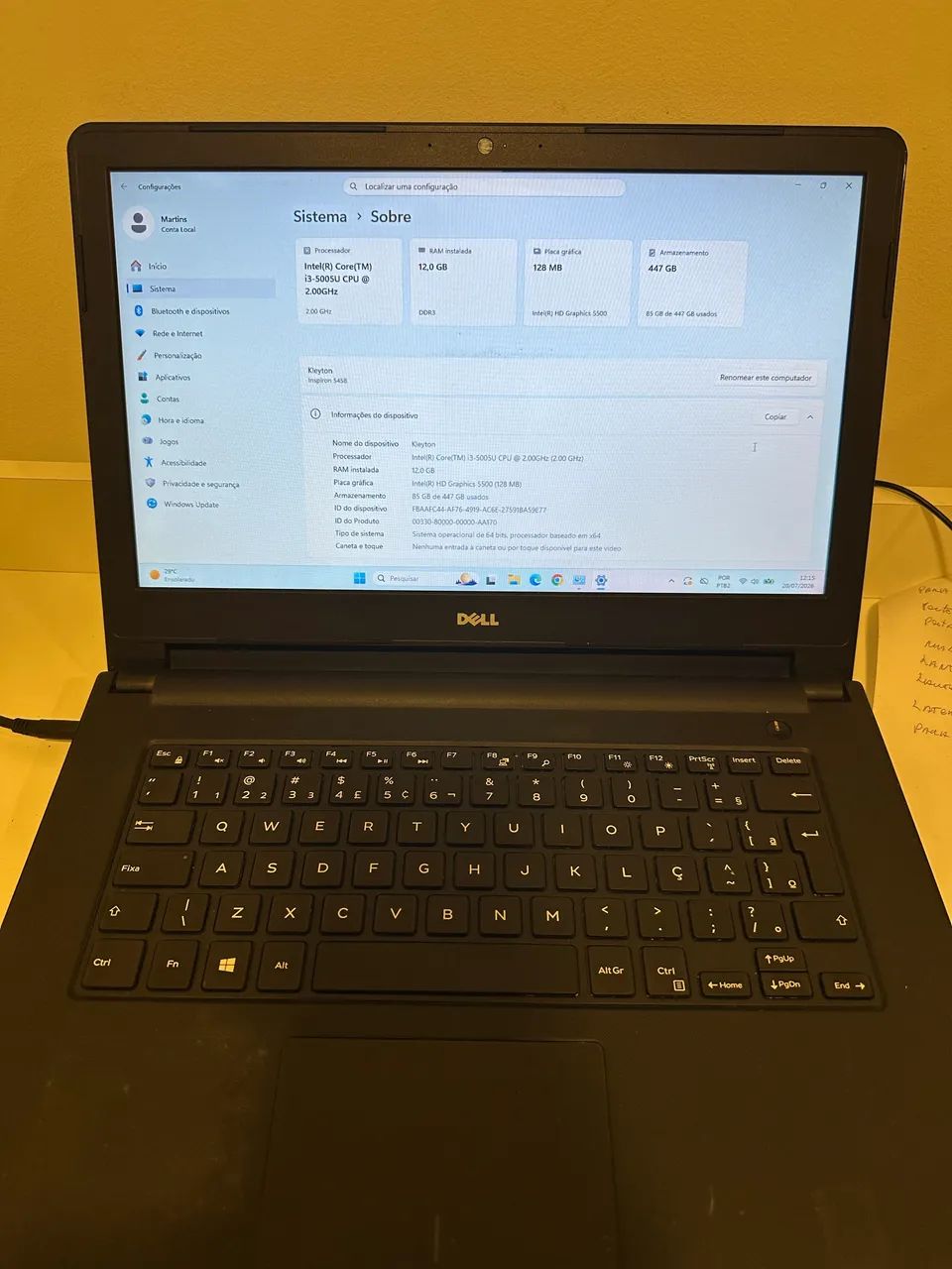 Notebook Dell Inspiron 5458 i5 