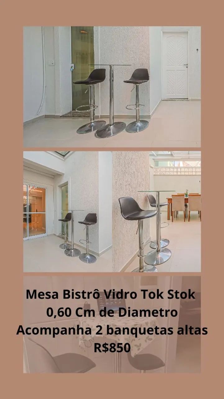 Mesa bistrô alta com duas banquetas 