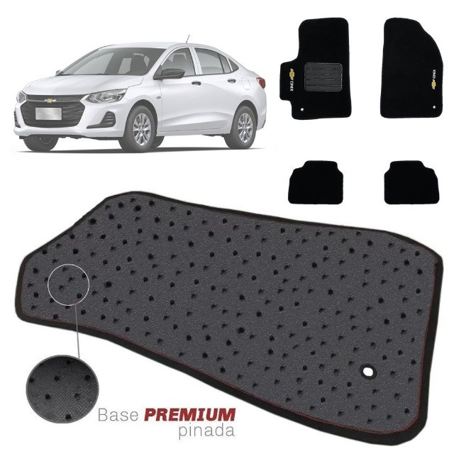 Jogo Tapete onix 2020 2021 hatch sedam 4 pcs Preto com Logo caperte