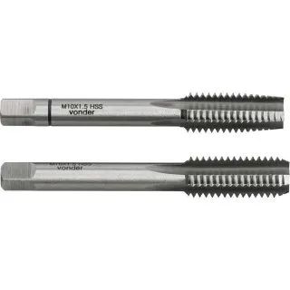 Macho Manual de Aço Rápido, M10 x 1,50 mm, Rosca MA, Jogo com 2 Peças, Vonder