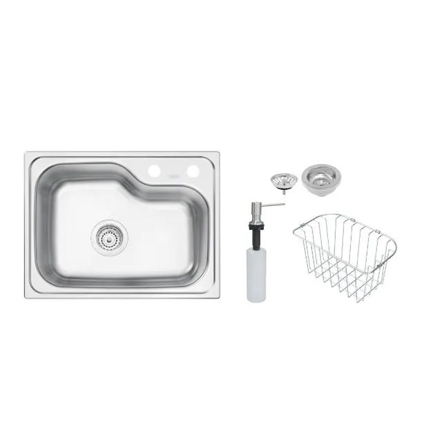 Cuba Tramontina Morgana Compact 48 FX em Aço Inox + Cesto Aramado e Dosador