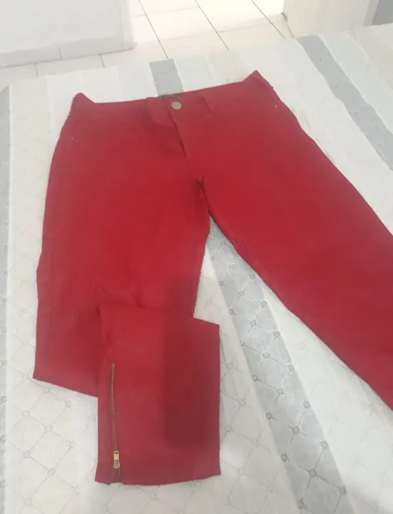 Calça Jeans Vermelha Feminina