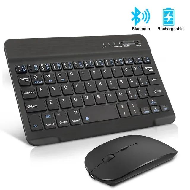 Teclado e Mouse Bluetooth Windows, tablet, celular, iPhone, iPad Pro Air Mini, iPad OS/iOS