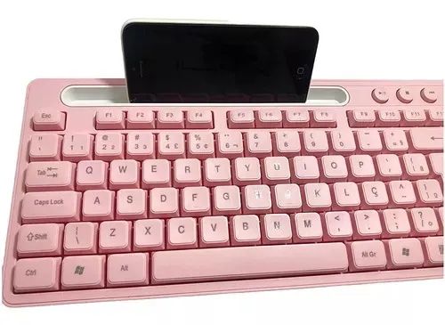 NOVO | Teclado Rosa Português Suporte P/ Celular MBtech - Foto 2