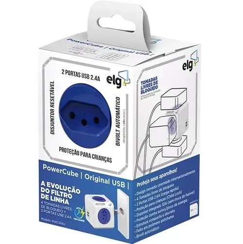 Adaptador Filtro Bivolt Powercube ELG Pwc R5 Usb