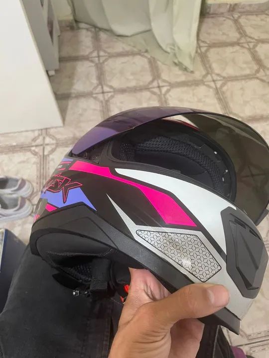 Capacete Moto Norisk - Roxo Rosa - Foto 4