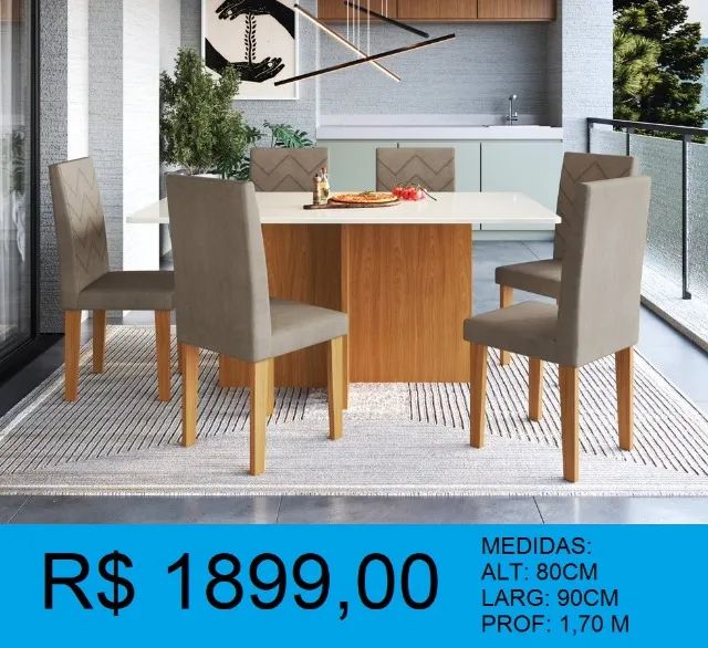 Mesa de jantar com 6 cadeias - Pronta entrega - compre hoje e receba amanha - Foto 2