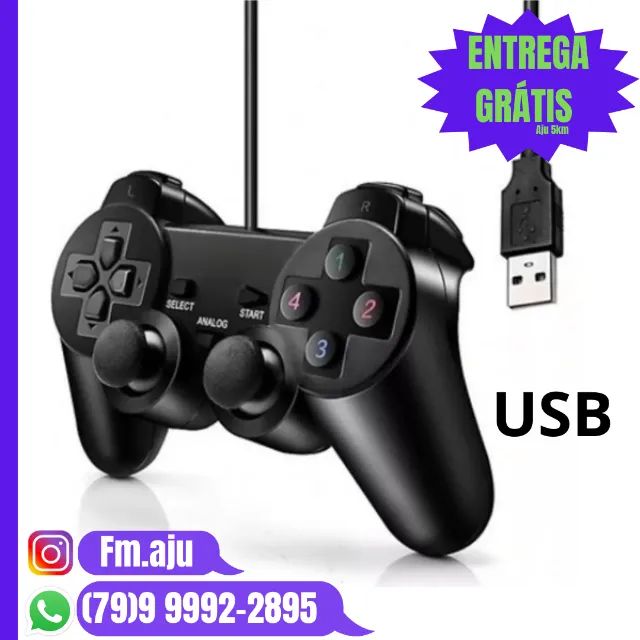 Controle modelo PS2 para PC Usb computador notebook- Novo / Entrega Grátis 8km/ Garantia