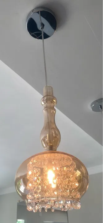 Lustre/Pendente Cristal Moderno Cobre
