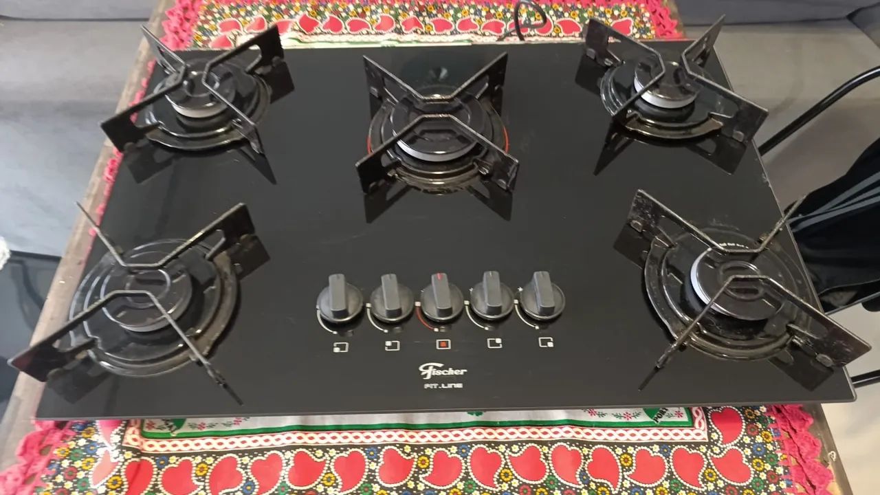 Cooktop a Gás Fischer 5 Bocas Fit Line Mesa Vidro Bivolt - Foto 3