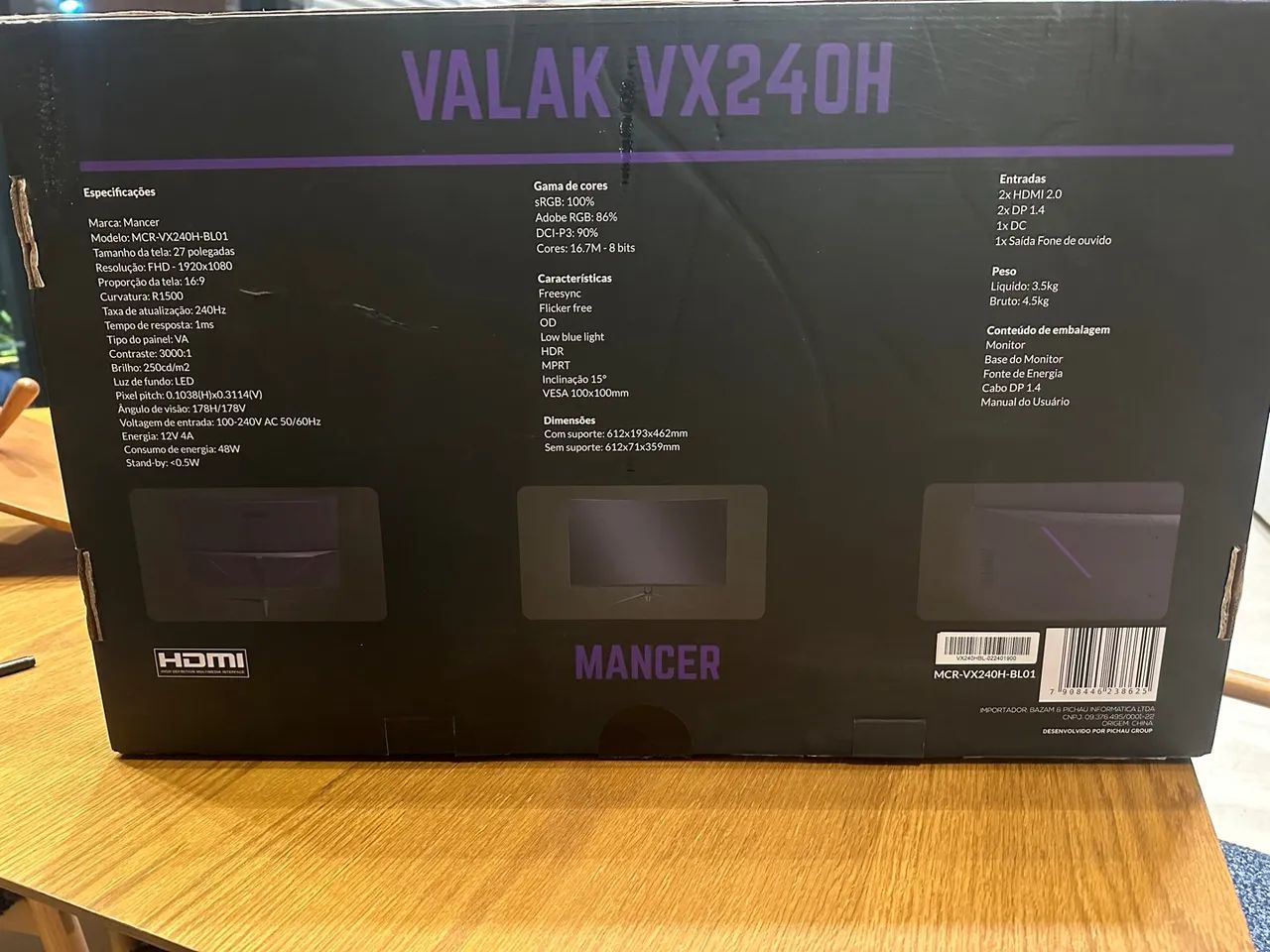 Monitor Gamer Valak VX240H 27 polegadas 240hz - Foto 2