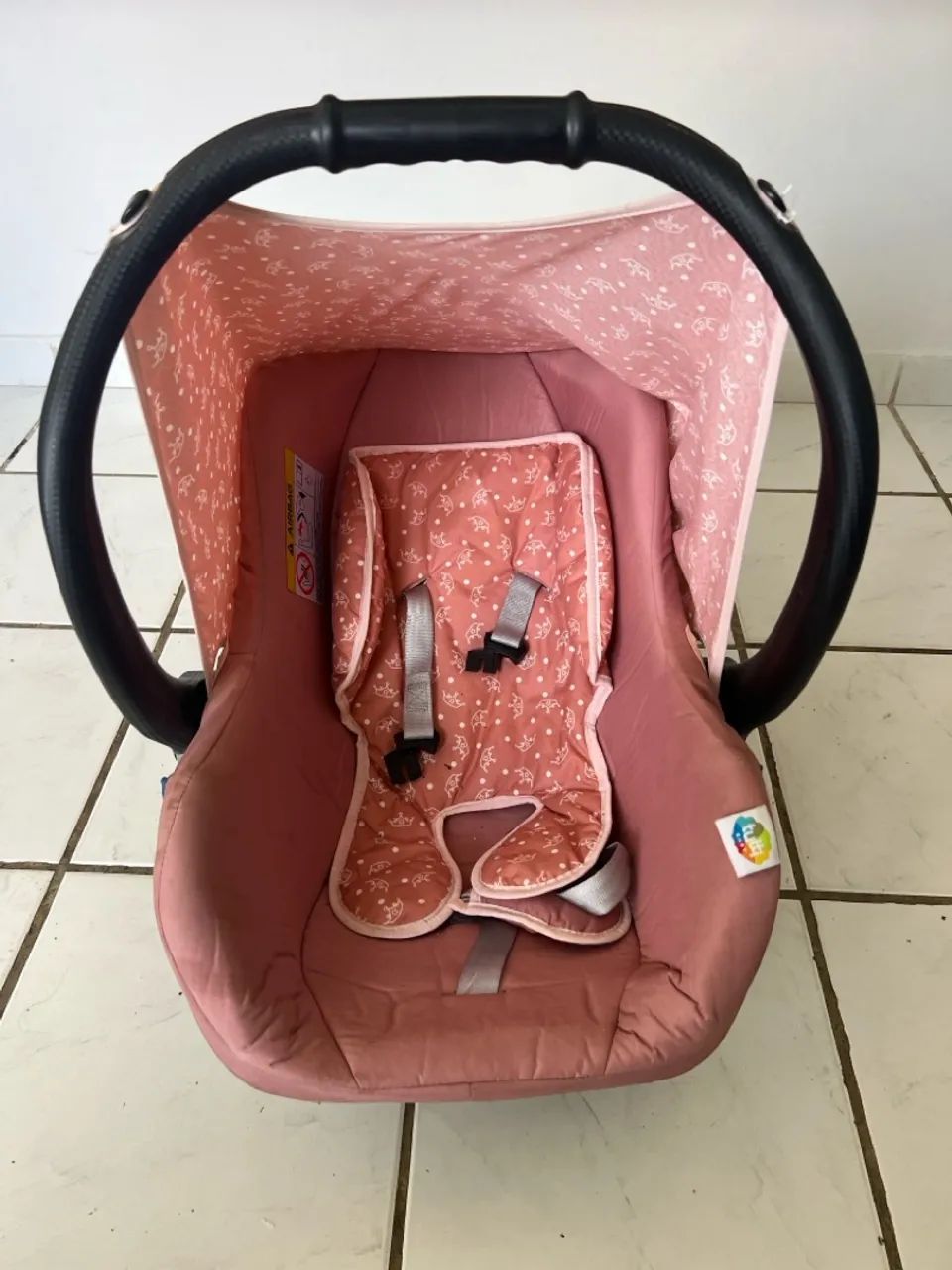 Bebê Conforto Rosa com Desenho de Ursinhos