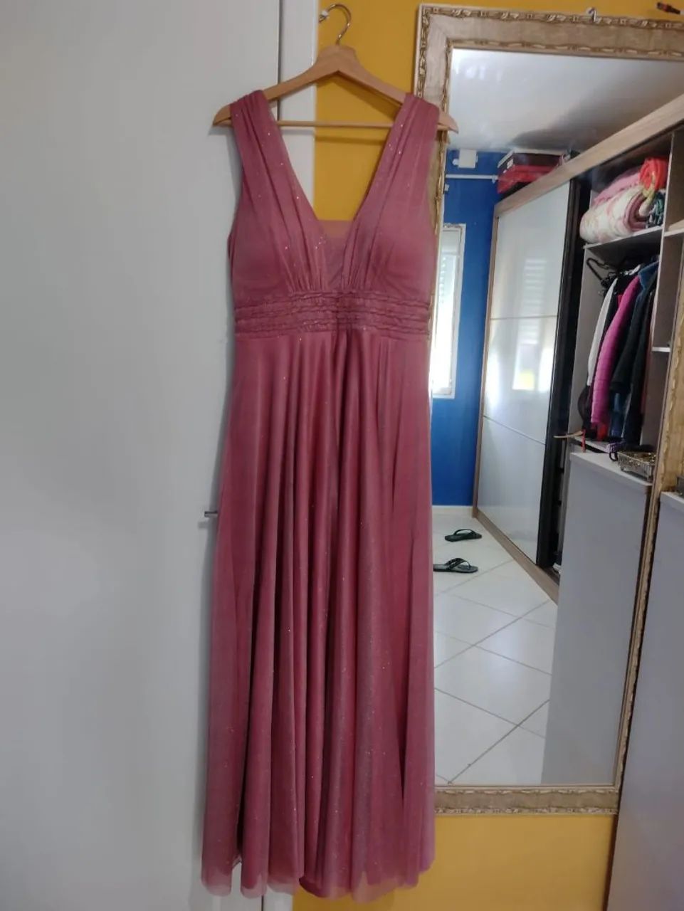 Vestido Longo Rosa em Tule