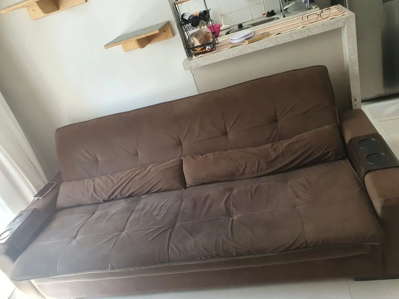 Sofá Cama 3 lugares em suede - Foto 5