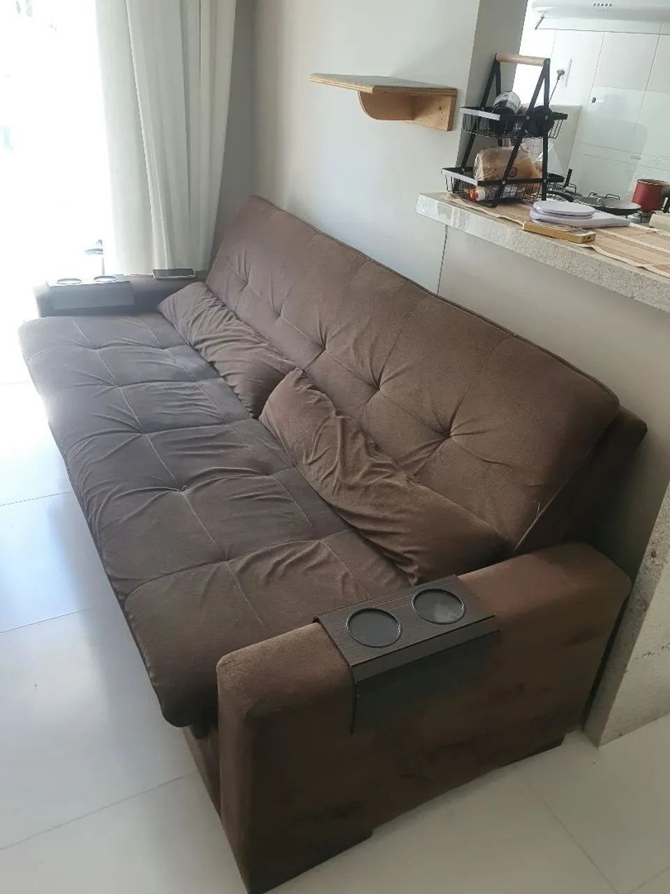 Sofá Cama 3 lugares em suede - Foto 2