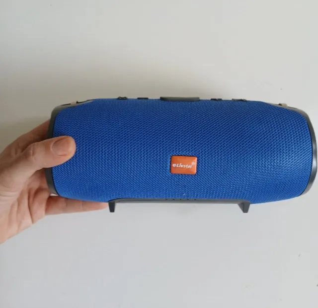 Caixa de Som Portátil Azul Livstar Caixinha Música USB Rádio