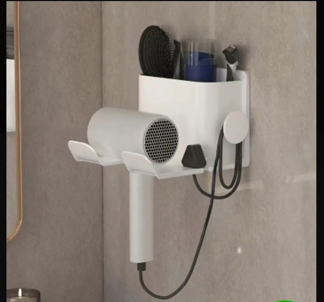Suporte para secador de cabelo e acessórios