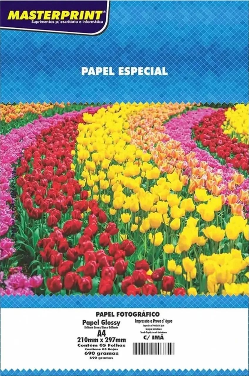 PAPEL FOTO GLOSSY COM IMÃ MASTERPRINT A4 05 FOLHAS 690G - Foto 3
