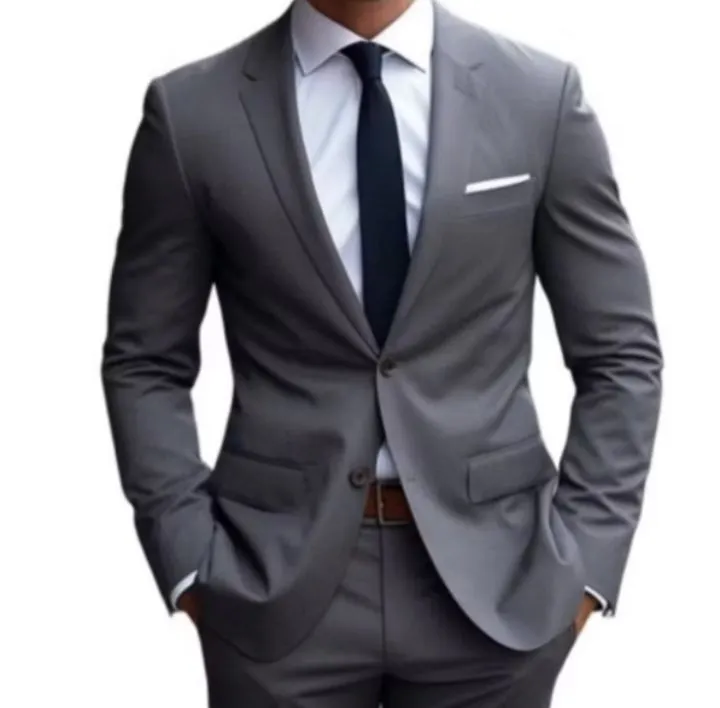 Terno Cinza Slim Fit Elegante