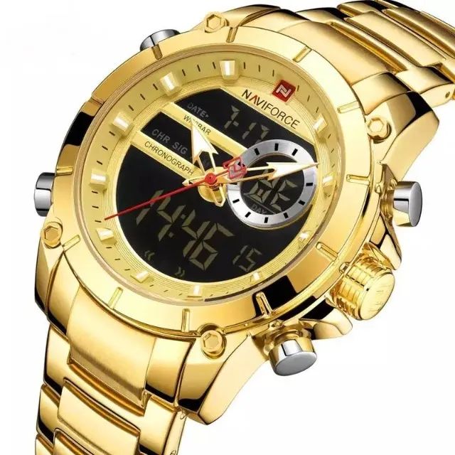 NAVIFORCE 9163: Luxo Dourado a Seu Alcance Relógio Digital / Analógico Masculino, charmoso - Foto 3