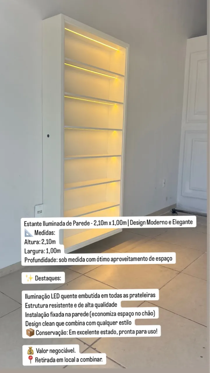 Estante Iluminada de Parede - Design Moderno e Elegante