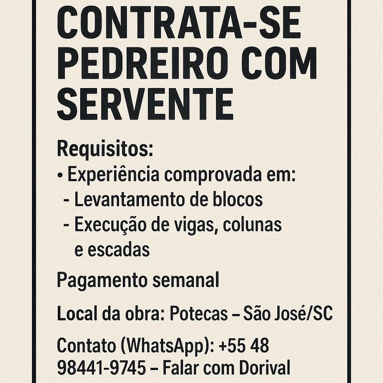 Contrata-se Pedreiro com experiência  - Foto 2