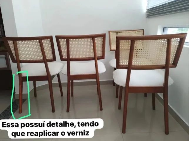 Jogo de 4 cadeiras em linho de madeira maciça - Foto 4