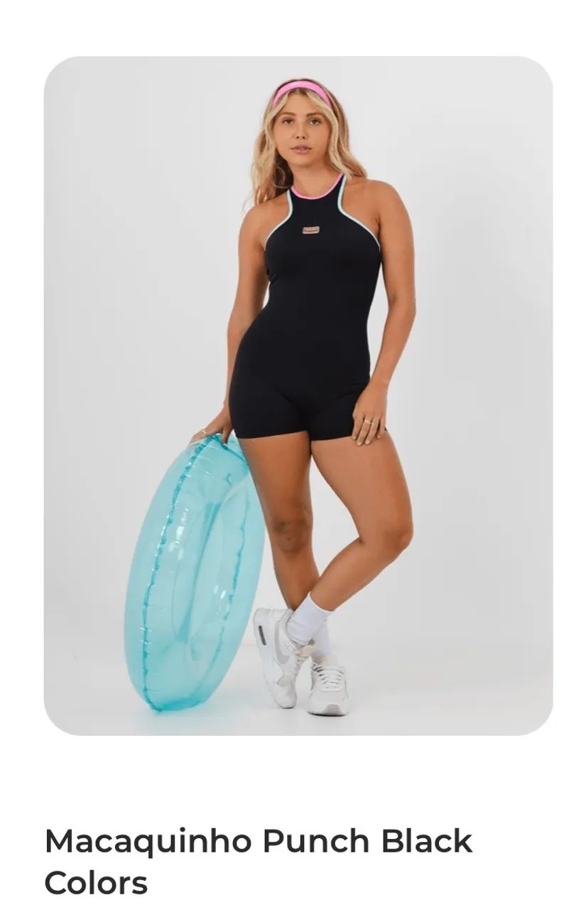 Macacão Esportivo Feminino Preto com Detalhes Coloridos - Foto 4
