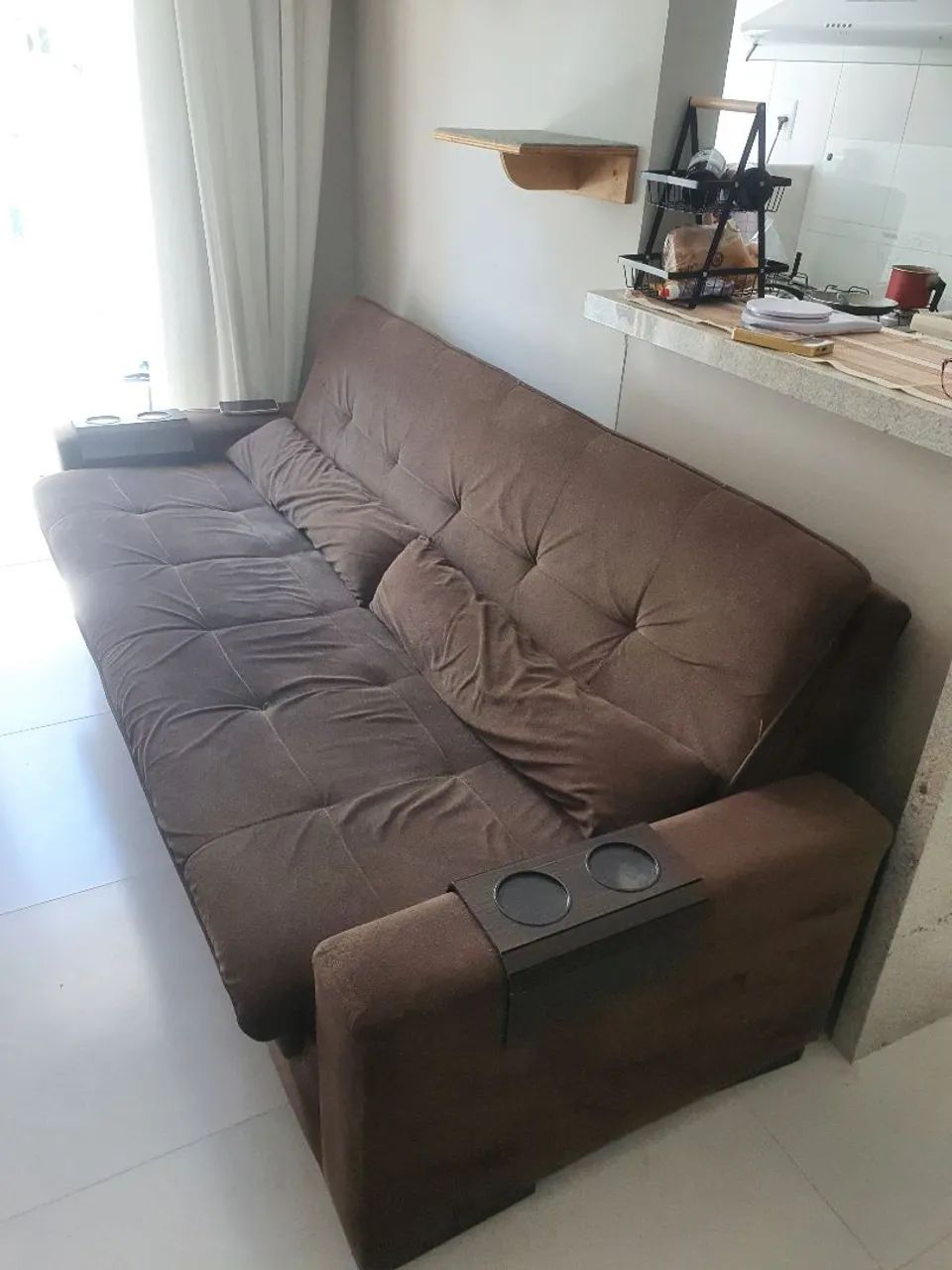 Sofá Cama 3 lugares em suede