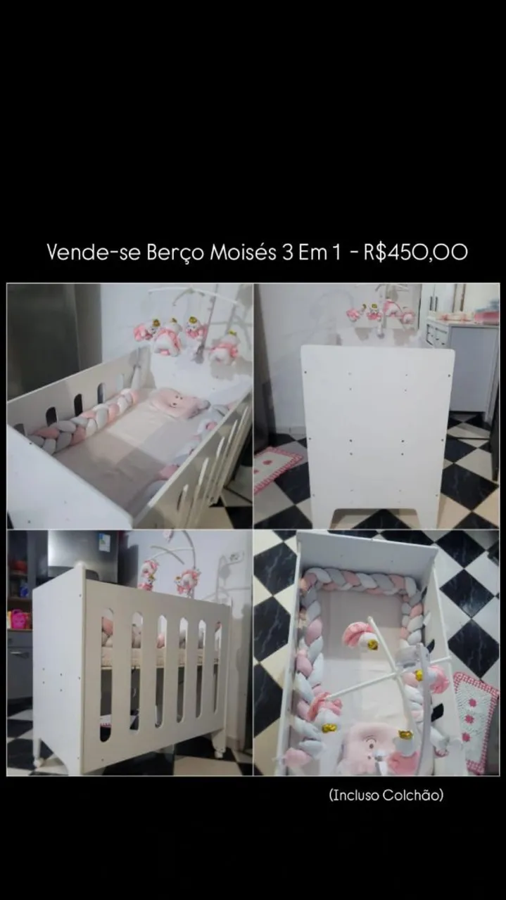 Berço Moisés 3 em 1 - R$450,00