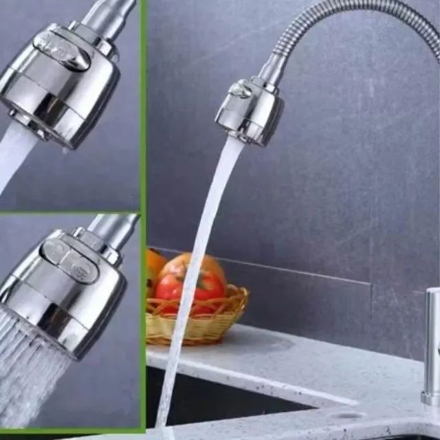 Inox Prata Torneira com chuveiro com rotação de 360° Cozinha Luxo Bancada e Parede  - Foto 4