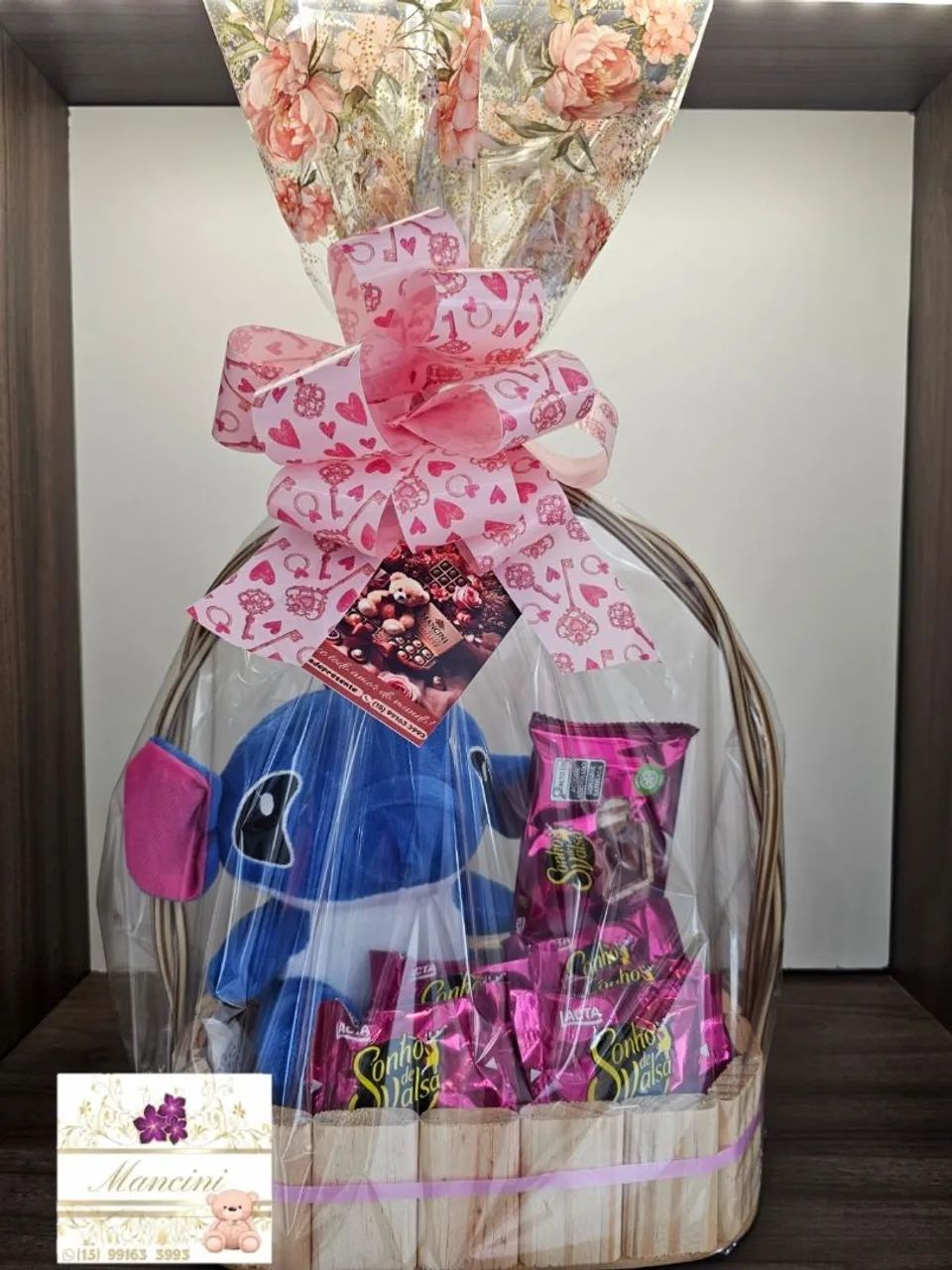 Cesta de presente com chocolate e pelúcia Cesta - Foto 3