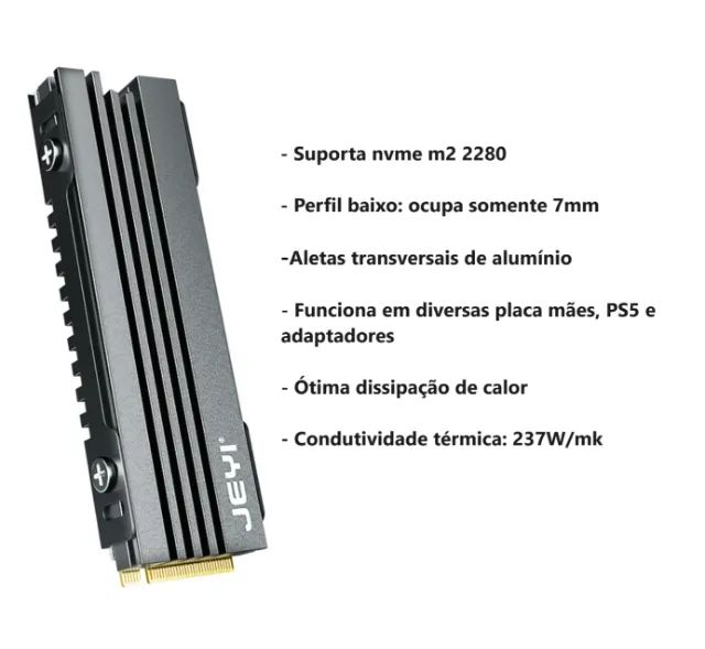Dissipador de alumínio p/ NVME e NGFF 2280 pc e ps5 - Foto 4